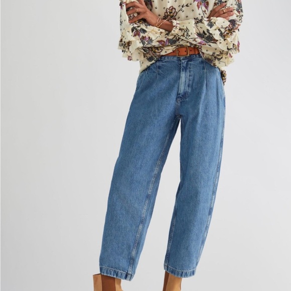 NWT Edwin Anthropology Isla Jeans Crush Size 31 Ankle Length Pleated High Waist - Picture 11 of 16